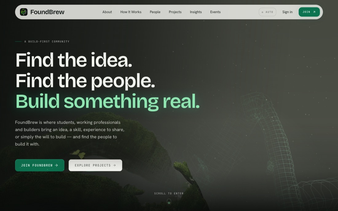 Screenshot of the FoundBrew product interface